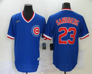Men's Chicago Cubs #23 Ryne Sandberg Blue Throwback Cooperstown Stitched MLB Cool Base Nike Jersey