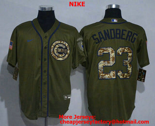 Men's Chicago Cubs #23 Ryne Sandberg Green Salute To Service Stitched MLB Cool Base Nike Jersey