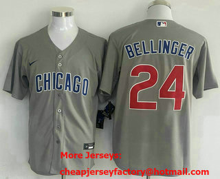 Men's Chicago Cubs #24 Cody Bellinger Grey Cool Base Jersey