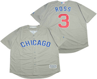 Men's Chicago Cubs #3 David Ross Gray Road Stitched MLB Cool Base Jersey