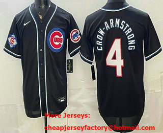 Men's Chicago Cubs #4 Pete Crow Armstrong 2026 Black 150TH Fashion Cool Base Jersey