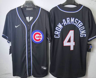 Men's Chicago Cubs #4 Pete Crow Armstrong 2026 Black Fashion Cool Base Jersey