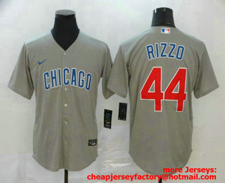 Men's Chicago Cubs #44 Anthony Rizzo Gray Stitched MLB Cool Base Nike Jersey
