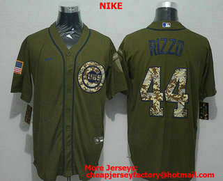 Men's Chicago Cubs #44 Anthony Rizzo Green Salute To Service Stitched MLB Cool Base Nike Jersey