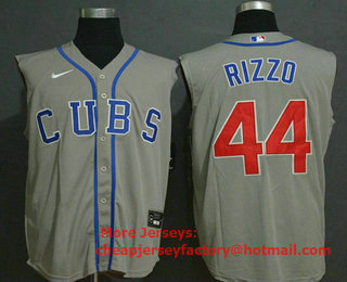 Men's Chicago Cubs #44 Anthony Rizzo Grey 2020 Cool and Refreshing Sleeveless Fan Stitched MLB Nike Jersey