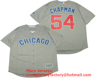 Men's Chicago Cubs #54 Aroldis Chapman Grey New Cool Base Stitched MLB Jersey