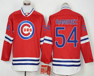 Men's Chicago Cubs #54 Neil Ramirez Red Long Sleeve Baseball Jersey