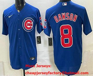 Men's Chicago Cubs #8 Andre Dawson Blue Stitched Jersey
