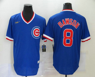Men's Chicago Cubs #8 Andre Dawson Blue Throwback Cooperstown Stitched MLB Cool Base Nike Jersey