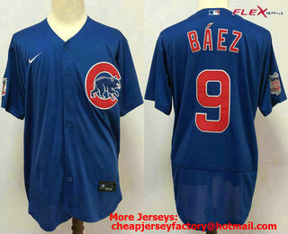 Men's Chicago Cubs #9 Javier Baez Blue Stitched MLB Flex Base Nike Jersey