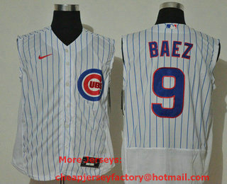 Men's Chicago Cubs #9 Javier Baez White 2020 Cool and Refreshing Sleeveless Fan Stitched Flex Nike Jersey