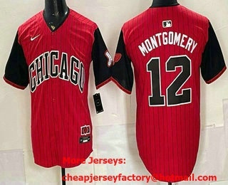 Men's Chicago White Sox #12 Colson Montgomery Red Black 2025 City Connect Limited Stitched Jersey
