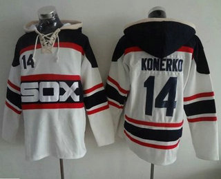 Men's Chicago White Sox #14 Paul Konerko White Sawyer Hooded Sweatshirt Alternate Home MLB Hoodie