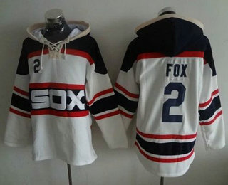Men's Chicago White Sox #2 Nellie Fox White Sawyer Hooded Sweatshirt Alternate Home MLB Hoodie
