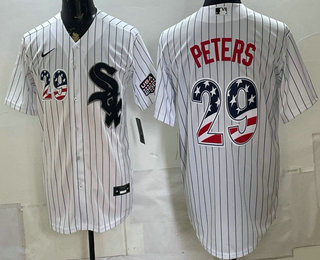Men's Chicago White Sox #29 Tristan Peters White 2026 USA 250 Fourth of July Stitched Jersey