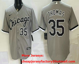Men's Chicago White Sox #35 Frank Thomas Gray Cool Base Jersey