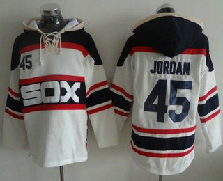Men's Chicago White Sox #45 Michael Jordan White Sawyer Hooded Sweatshirt Alternate Home MLB Hoodie