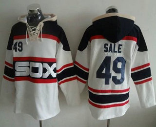 Men's Chicago White Sox #49 Chris Sale White Sawyer Hooded Sweatshirt Alternate Home MLB Hoodie