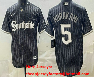 Men's Chicago White Sox #5 Munetaka Murakami Black City Connect Stitched  Cool Base  Jersey