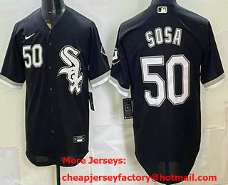 Men's Chicago White Sox #50 Lenyn Sosa Black Cool Base Jersey