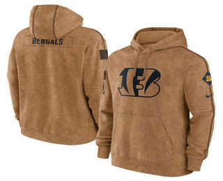 Men's Cincinnati Bengals 2023 Brown Salute to Service Pullover Hoodie