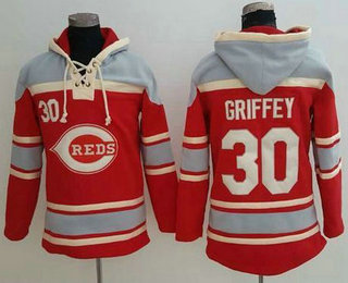 Men's Cincinnati Reds #30 Ken Griffey Jr Red Sawyer Hooded Sweatshirt MLB Hoodie