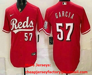 Men's Cincinnati Reds #57 Julian Garcia Red Cool Base Stitched Jersey