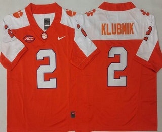 Men's Clemson Tigers #2 Cade Klubnik Orange Alternate FUSE College Football Jersey