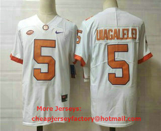 Men's Clemson Tigers #5 DJ Uiagalelei White College Football Jersey