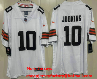 Men's Cleveland Browns #10 Quinshon Judkins Limited White Vapor Jersey