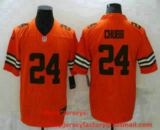 Men's Cleveland Browns #24 Nick Chubb Orange 2021 Inverted Legend Stitched Nike Limited Jersey