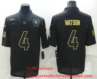 Men's Cleveland Browns #4 Deshaun Watson Black 2020 Salute To Service Stitched NFL Nike Limited Jersey