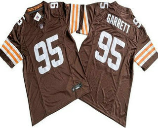 Men's Cleveland Browns #95 Myles Garrett Limited Brown FUSE Vapor Jersey