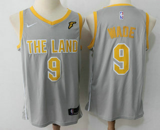 Men's Cleveland Cavaliers #9 Dwyane Wade Gray The Land 2017-2018 Nike Swingman Stitched NBA Jersey