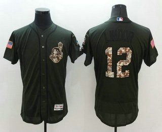 Men's Cleveland Indians #12 Francisco Lindor Green Salute to Service 2016 Flexbase Baseball Jersey