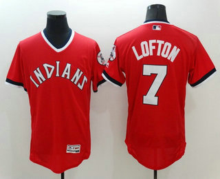 Men's Cleveland Indians #7 Kenny Lofton Red Pullover 2016 Flexbase Baseball Jersey