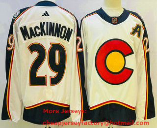 Men's Colorado Avalanche #29 Nathan MacKinnon White 2022 Reverse Retro Authentic Jersey