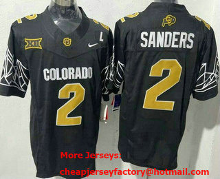 Men's Colorado Buffaloes #2 Shedeur Sanders Limited Black With L Patch 2024 College Football Jersey
