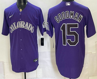 Men's Colorado Rockies #15 Hunter Goodman Purple Stitched Jersey
