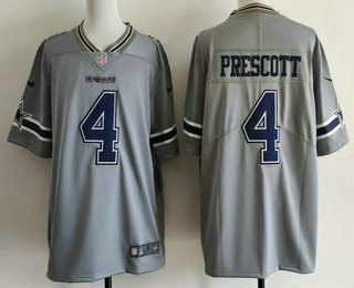 Men's Dallas Cowboys #4 Dak Prescott Grey Inverted Legend Stitched Limited Vapor Jersey