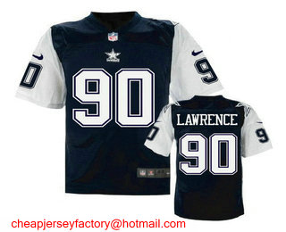 Men's Dallas Cowboys #90 DeMarcus Lawrence Navy Blue Throwback Stitched NFL Nike Elite Jersey