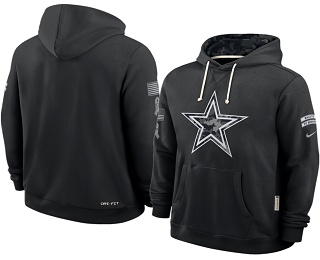 Men's Dallas Cowboys Black 2026 Salute to Service Sideline Pullover Hoodie