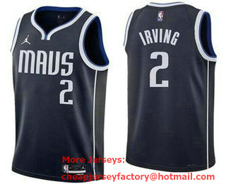 Men's Dallas Mavericks #2 Kyrie Irving Navy 2022 Statement Icon Heat Press Jersey