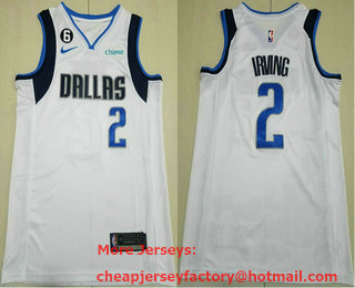Men's Dallas Mavericks #2 Kyrie Irving White 6 Patch Icon Sponsor Swingman Jersey