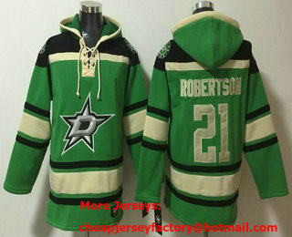 Men's Dallas Stars #21 Jason Robertson Green Lace Up Pullover Hoodie