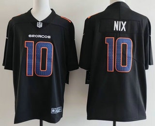 Men's Denver Broncos #10 Bo Nix Limited Black Fashion Vapor Jersey