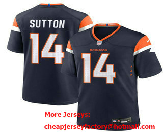 Men's Denver Broncos #14 Courtland Sutton Navy Blue 2024 FUSE Vapor Limited Stitched Jersey