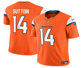 Men's Denver Broncos #14 Courtland Sutton Orange 2024 FUSE Vapor Limited Stitched Football Jersey