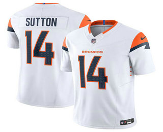 Men's Denver Broncos #14 Courtland Sutton White 2024 FUSE Vapor Limited Stitched Football Jersey