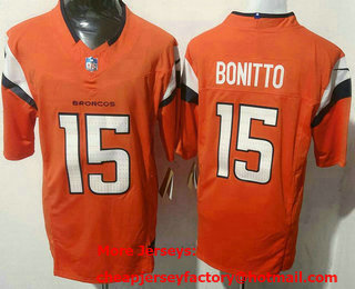 Men's Denver Broncos #15 Nik Bonitto Limited Orange FUSE Vapor Jersey